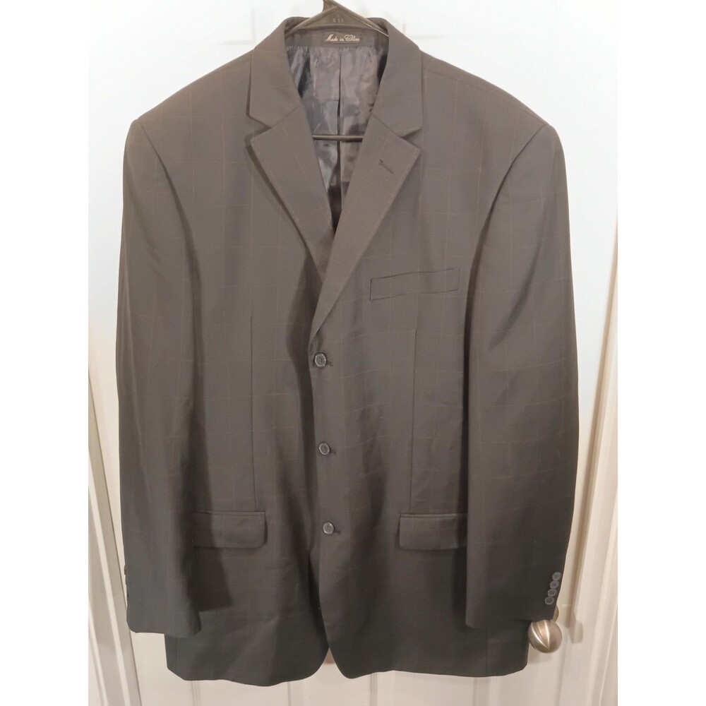 Lineage Blazer Jacket Size 46XL Black With Light Plaid Stripes